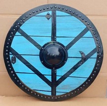 Medieval Madera Escudo Vikingo Escudo 61cm Batalla Listo Mejor Larp Escudo - $157.93