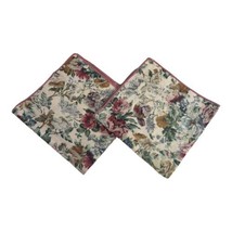 Set Of 2 Floral Rose Victorian Style Formal Square Cloth Napkin Vintage  17.75&quot; - £10.99 GBP