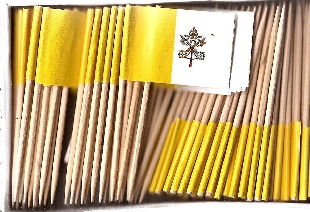 One Box of 100 Vatican City Toothpick Flags, 100 Small Mini Internationa... - $7.90