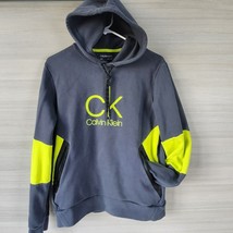 Calvin Klein Performance Logo Pullover Color Block Gray Neon Hoodie Swea... - £29.02 GBP