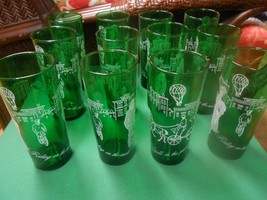 Beautiful Anchor Hocking 16oz. Set of 12 Emerald Green Glasses-Riding on Mall et - £51.71 GBP
