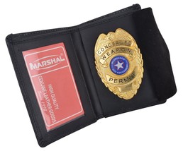 Genuine Leather Slim Thin Bifold ID Money Wallet Oval Shape Badge Holder - £15.77 GBP