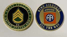 US Army Staff Sergeant E6 W / 82nd Airborne Division 2 X Challenge Coin - £12.24 GBP