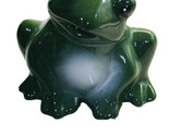 Frog Figurine Green Glazed Ceramic Frog Garden Decor  3&quot;× 4&quot; - $12.75