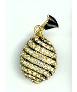 Russisch Faberge Ei Anhänger Schnörkel Edelsteine mit Schwarzer Emaille,... - $44.61 CAD