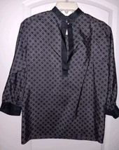 Vintage Saint Laurent Rive Gauche Silk Blouse Top Sz. 36 (S/M) Mandarin Collar  - £44.09 GBP
