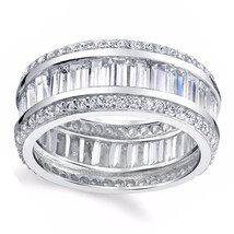 Sterlingsilber Hochzeit Ring Künstlicher Diamant Volle Ewigkeit Band Für Damen - £618.90 GBP