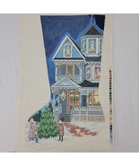 Handpainted Needlepoint Canvas XMAS Stocking Victorian Home Sweet Tree 2... - $224.95