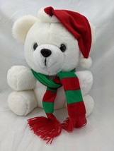 America Wego White Bear Plush 11 Inch Christmas Hat Scarf 1982 Stuffed Animal - £10.27 GBP