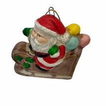 Ornament Christmas Santa Claus Sleigh Presents Ceramic Porcelain - £6.91 GBP
