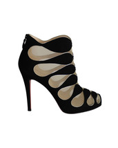 Christian Louboutin Circus Mesh Cutout Ankle Boots In Suede Women Black Size - £378.98 GBP