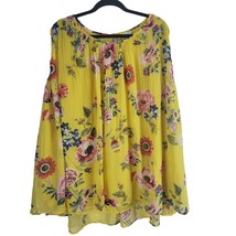 Ava &amp; Viv Sleeveless Blouse 4X Womens Plus Size Yellow Floral Print Pullover Top - £14.98 GBP