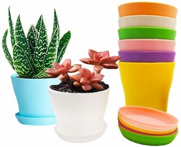 8 Pack 4 Inch Plastic Plant Pot, Colorful Flower Pots,Plastic Nursery Pot - £15.00 GBP