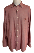 Chaps Easy Care Men&#39;s Micro Checked Button Down Shirt Red XXL - £15.17 GBP