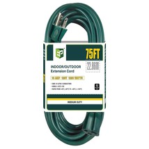 75 Ft Outdoor Extension Cord - 16/3 Sjtw Durable Green Electrical Cable With 3 P - £40.20 GBP