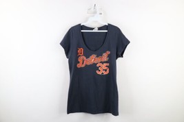 Y2K Womens XL Distressed Justin Verlander Detroit Tigers Baseball T-Shirt Blue - $24.70