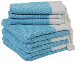 LaModaHome (Set of 6) Premium Turkish Cotton Peshtemals - 3 Bath &amp; 3 Han... - £28.69 GBP