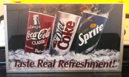 Vintage Lancer Coca-Cola, Diet Coke, Sprite Taste Real Refreshment Lighted Sign  - £234.13 GBP