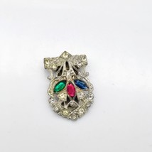 Vintage Art Deco Dress Clip, Pot Metal with Clear Paste Stones and Colorful - £39.56 GBP