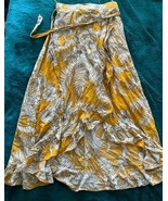 Solitaire Ruffle Front Maxi Skirt Yellow w Palms Elastic Waist Sash NWT ... - $521.56 MXN