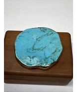 Natural Gold Plated Turquoise Polished Slab Rough Gemstone 2” Diameter - $31.55 CAD