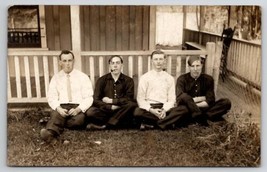 RPPC Four Men With Pipes Seated On Lawn c1907 Postcard Q22 - £7.82 GBP