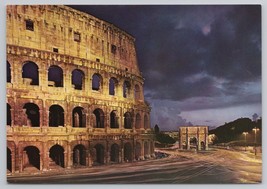 1978 Colosseum And Arch Constantine Rome Italy Nighttime View Vintage Postcard - £10.80 GBP