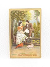 VTG Victorian Flirting Couple Lovers Poem Postcard Unposted Gold - £7.61 GBP