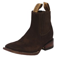 Womens Dark Brown Chelsea Ankle Boots Leather Western Cowboy Square Bota Vaquera - £79.48 GBP