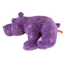 Wild Republic Plush Stuffed Animal Toy Doll PUrple Hippo 13 in Length Pin Glitte - $19.79