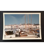 Vintage 1966 Photograph Boats Docked in Spain Man standing by Baccano - £3.93 GBP