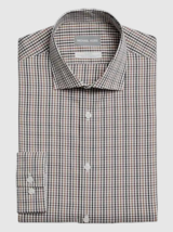 Michael Kors Slim-Fit Check Stretch Dress Shirt, Color: Brown, Size: 19 ... - $34.64
