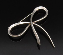 925 Sterling Silver - Vintage Minimalist Ribbon Bow Tie Brooch Pin - BP9903 - $39.83