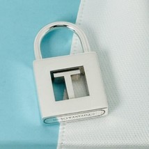 Tiffany &amp; Co Sterling Silver Letter T Alphabet Initial Padlock Charm Pendant - £215.78 GBP