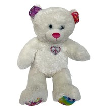 Build A Bear Twinkle Toes 17” Plush White Teddy Bear Light Up Ears Peace... - £11.41 GBP