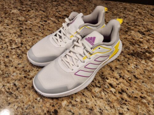 Adidas GV9530 Defiant Speed Tennis Shoe Women&#39;s 8.5 White Yellow Purple ... - $58.41