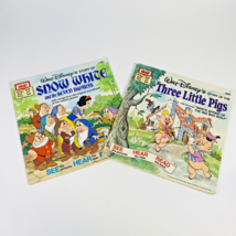 Walt Disney Read Along Vintage Book Lot of 2: Snow White &amp; Three Little ... - $10.36