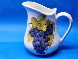 Vintage CORDON BLEU INTERNATIONAL 1 Qt Pitcher - Concord Grapes Hand Pai... - $30.59