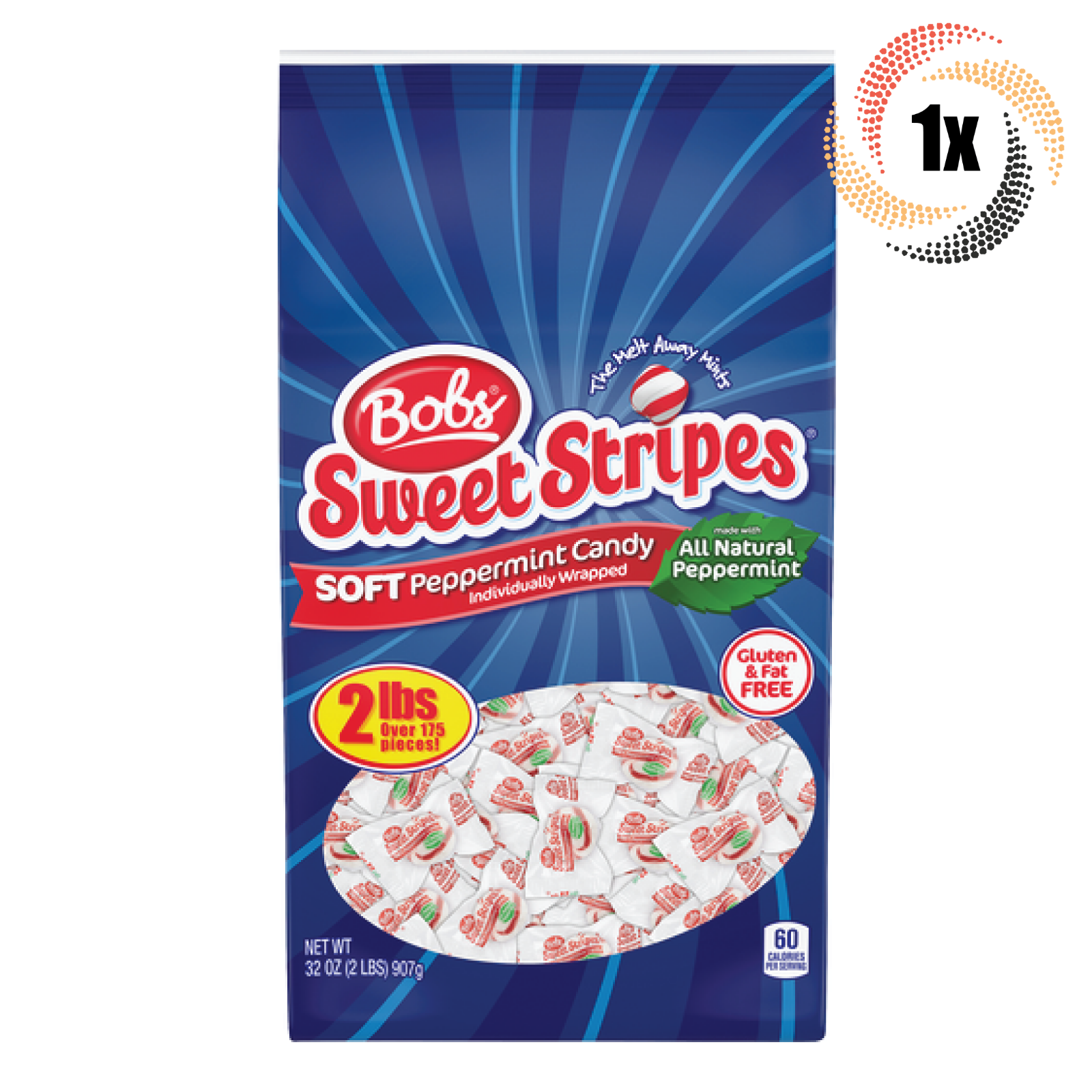 1x Bulk Bag Bob's Sweet Stripes Soft Peppermint Candy | 175 Piece Per Bag | 32oz - $22.34