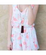 LE KATE flamingo tank shorts romper size medium tropical vacation resort... - €20,57 EUR