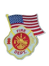 BIG 11 INCH FIRE DEPARTMENT USA FLAG PATCH - FIREMAN BADGE EMBROIDERED P... - £19.46 GBP