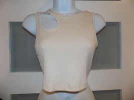 Shein Cut Out Cold Shoulder Cream Ribbed Color Cropped Tank Top Size M NWOT - £15.49 GBP