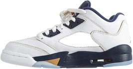 Jordan Nike White/Metallic Gold/Mid Kid&#39;s Air 5 Retro Low Basketball Men Shoe 4 - £100.22 GBP