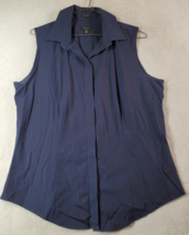 Talbots Tank Top Womens Size 10 Navy Cotton Sleeveless Collared Button Down - £15.83 GBP