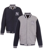 New Mens Yankees 2-tone Reversible Fleece Jacket Baseball - Gray/Navy - $124.03 CAD