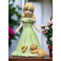 Growing Up Birthday Girls Age 7 Porcelain Blonde Figurine 1981 Enesco Ki... - $14.95