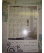 New Coastal Collection Shower Curtain 70 x 72&quot; Seashell Theme Beige/Gree... - $54.12 CAD