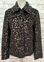 Birch Hill Womens M Blazer Jacket Black Leopard Metallic Shimmer Soft Fl... - £30.66 GBP