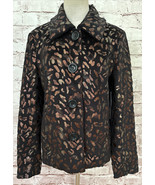 Birch Hill Womens M Blazer Jacket Black Leopard Metallic Shimmer Soft Fl... - £30.63 GBP