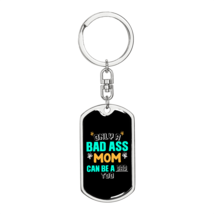 Bad Ass Mom Stainless Steel or 18k Gold Premium Swivel Dog Tag Keychain - £30.34 GBP+
